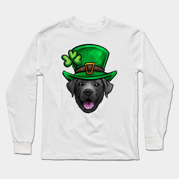 St Patricks Day Black Labrador Retriever Long Sleeve T-Shirt by whyitsme